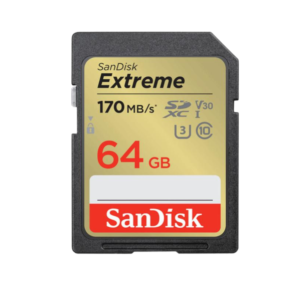 SanDisk Extreme SDXC Card 64GB 170MB/s UHS-I U3 V30 4K UHD